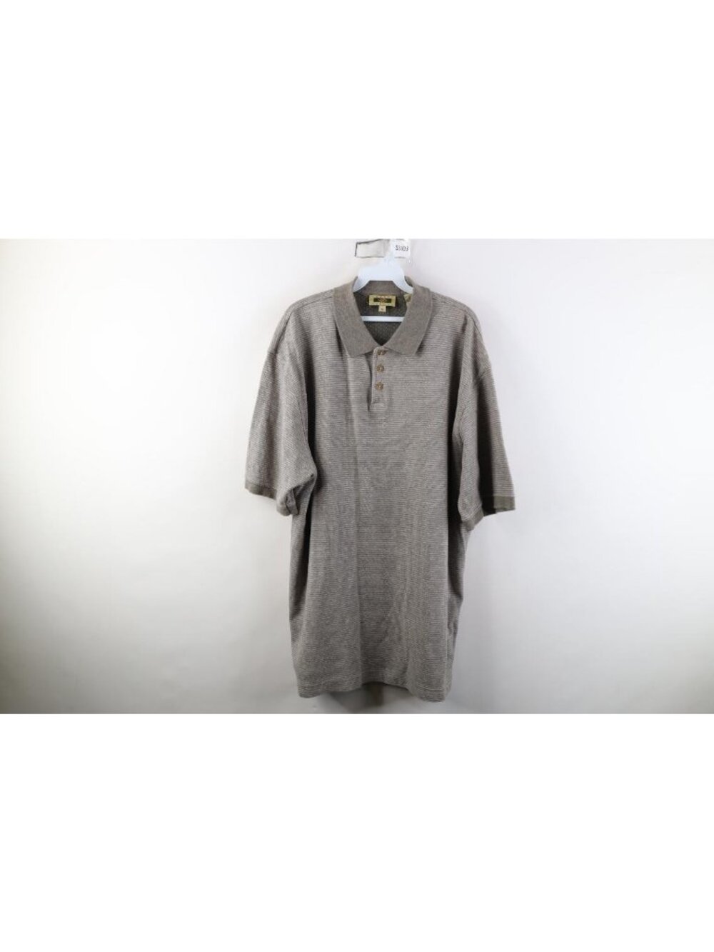Vintage 90s Streetwear Mens XL Faded Linen Blend Knit Striped Golf Polo Shirt